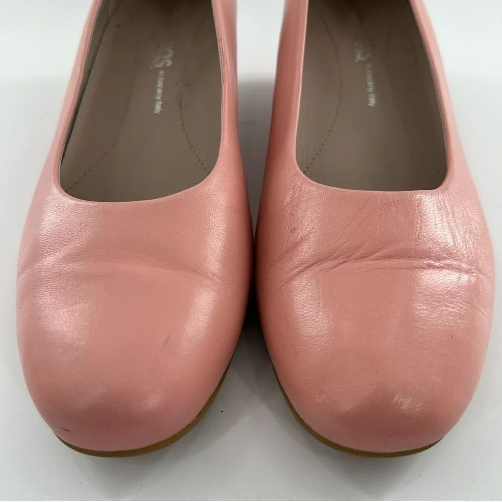 SaS womens heels size 10 pink Italian leather wedges orthopedic